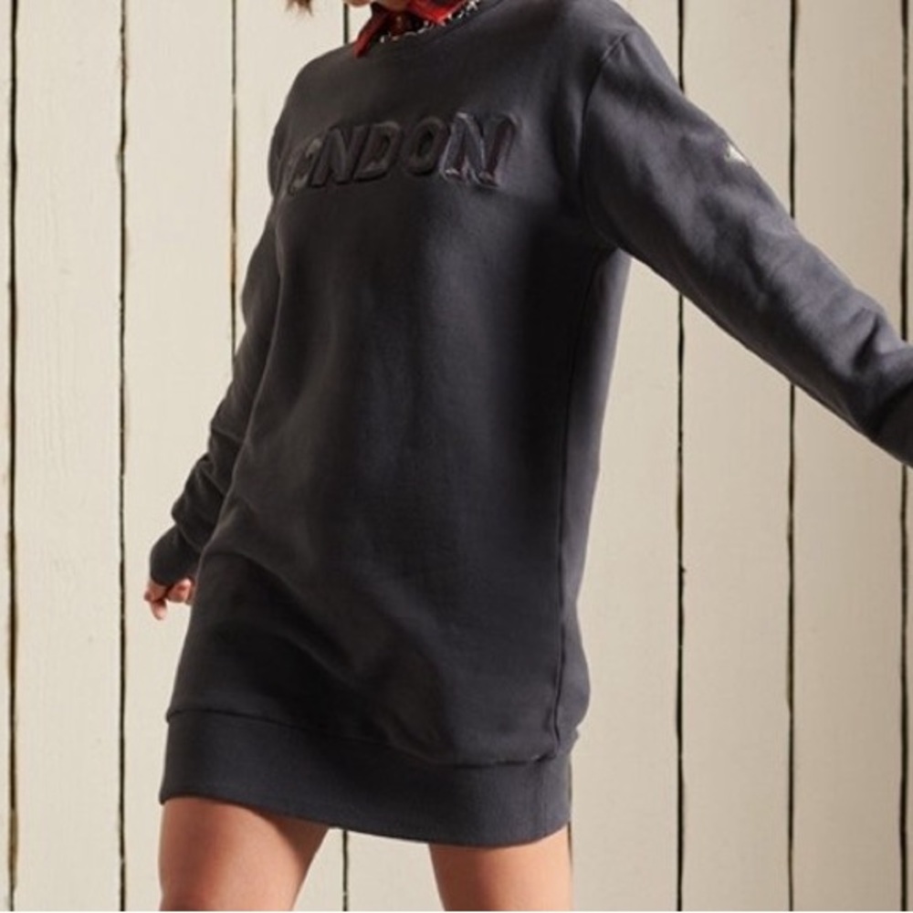 Superdry Blue 3D London Sweater Athleisure Dress‎